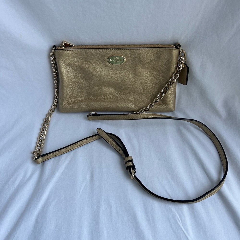 Metallic Gold Coach Crossbody Bag